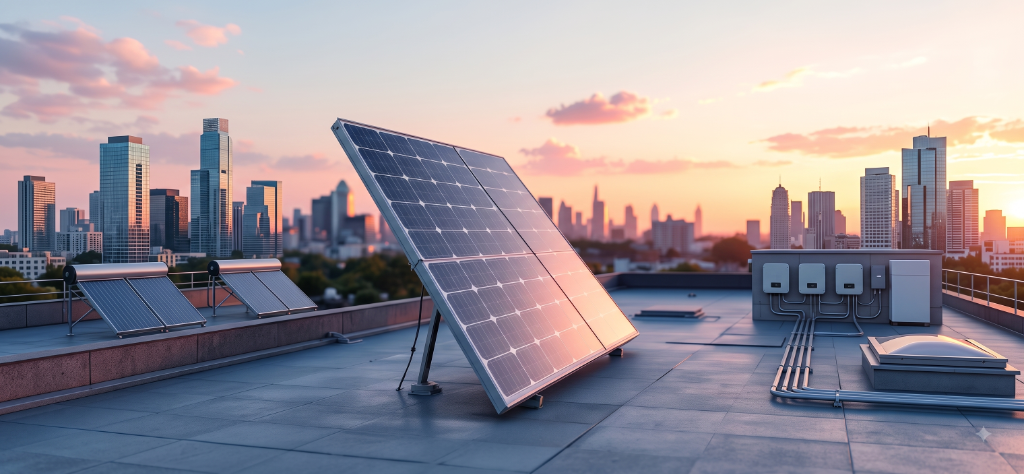 Modern Rooftop Solar Panels and Skyline installed by GSR Energies